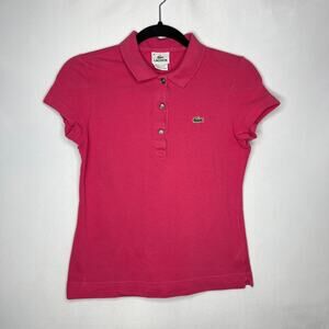 LACOSTE Women's Short Sleeve Polo Shirt Top 36 Small Pink
